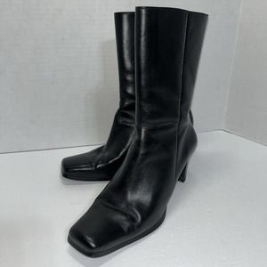 Madeline Women’s Harvey Black Heeled Leather Mid-calf Boots Size 7 1/2 M